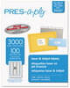 A Picture of product AVE-30600 PRES-a-ply® Labels Laser Printers, 1 x 2.63, White, 30/Sheet, 100 Sheets/Box