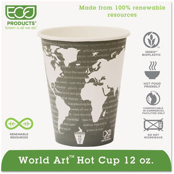Eco-Products® World Art™ Hot Cups,  12 oz., 50/PK, 20 PK/CT