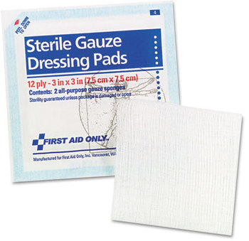 First Aid Only™ Gauze Pads,  3" x 3", 5/Pack