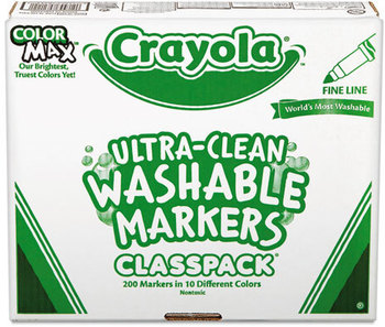 Crayola® Ultra-Clean Washable™ Marker Classpack®,  Fine Point, Eight Assorted, 200/Box