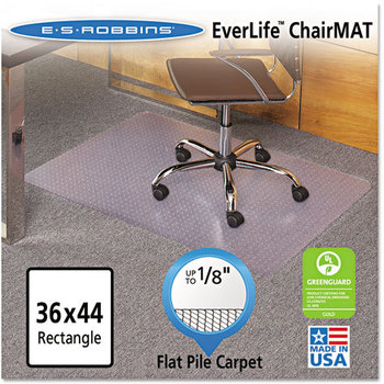 ES Robbins® EverLife™ Chair Mats for Flat to Low Pile Carpet,  Rectangular, 36 x 44, Clear