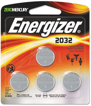 Energizer® Watch/Electronic/Specialty Battery,  2032, 3V, 4/Pack
