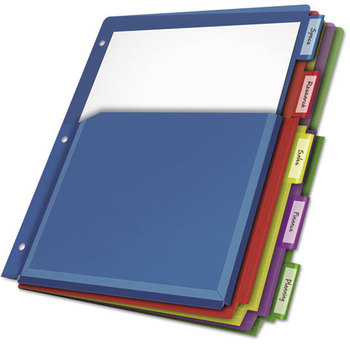 Cardinal® Expanding Pocket Index Dividers,  5-Tab, Letter, Multicolor, per Pack