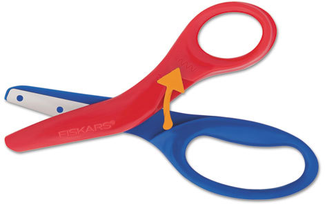 FISKARS MANUFACTURING CORP 1949001001 Fiskars® Preschool Training Scissors,  5L, 1 1/2 Cut, Plastic, Red/Blue