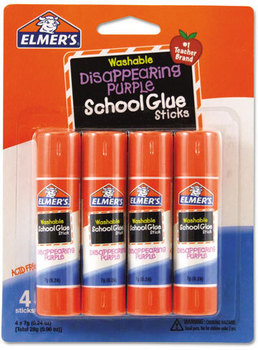 Elmer's® Washable School Glue Sticks,  Disappearing Purple, 4/Pack