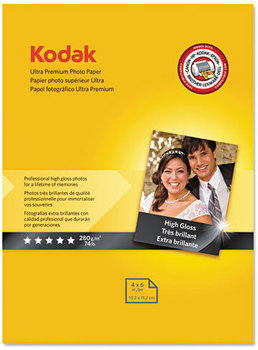 Kodak Ultra Premium Photo Paper,  10 mil, High-Gloss, 4 x 6, 20 Sheets/Pack