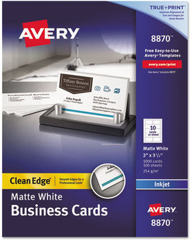 Avery® Premium Clean Edge® Business Cards True Print Inkjet, 2 x 3.5, White, 1,000 10 Cards/Sheet, 100 Sheets/Box