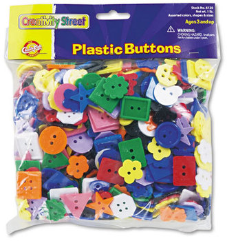 Chenille Kraft® Plastic Button Assortment,  1 lbs., Assorted Colors/Sizes