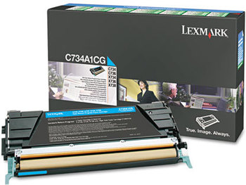 Lexmark™ C734A1YG-C734A2CG Toner,  Return Program, 6000 Page-Yield, Cyan