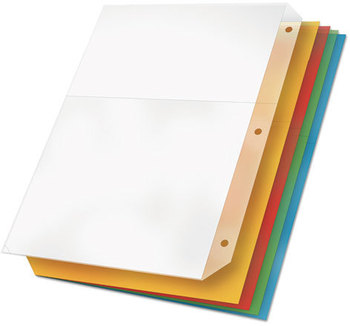 Cardinal® Poly Ring Binder Pockets,  8-1/2 x 11, Assorted Colors, 5 Pockets/Pack