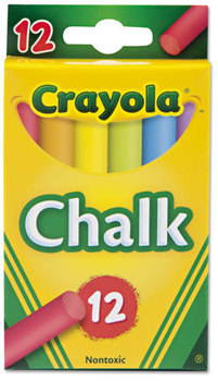 Crayola® Chalk,  Two Each of Six Assorted Colors, 12 Sticks/Box
