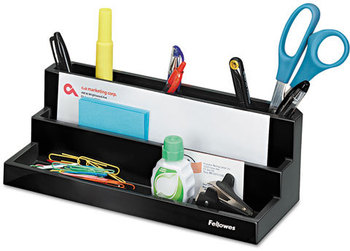 Fellowes® Designer Suites™ Organizer Desktop 7 Compartments, Plastic, 11.13 x 5 3.78, Black Pearl