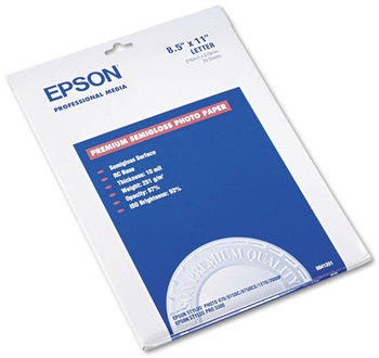 Epson® Premium Photo Paper,  68 lbs., Semi-Gloss, 8-1/2 x 11, 20 Sheets/Pack