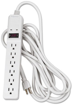 Fellowes® Basic Home/Office Six-Outlet Surge Protector,  6 Outlets, 15 ft Cord, 450 Joules, Platinum