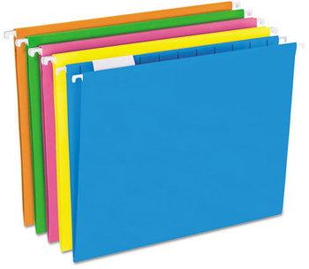 Pendaflex® Glow Hanging File Folders,  1/5 Tab, Letter, Glow Assorted, 25/Box