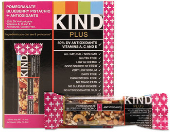 KIND Plus Nutrition Boost Bars,  Pom. Blueberry Pistachio/Antioxidants, 1.4 oz, 12/Box