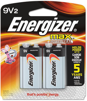 Energizer® MAX® Alkaline Batteries,  9V, 2 Batteries/Pack