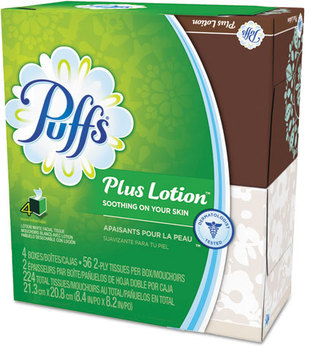Puffs® Plus Lotion™ 1-Ply Facial Tissue. 8 1/5 X 8 2/5 in. White. 56/Box, 24/Carton.
