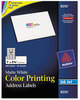 A Picture of product AVE-8250 Avery® Vibrant Color Printing Mailing Labels Inkjet Color-Print w/ Sure Feed, 1 x 2.63, Matte White, 600/PK