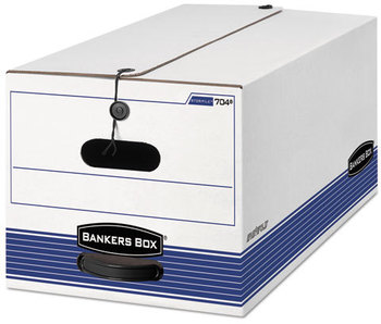 Bankers Box® STOR/FILE™ Medium-Duty Strength Storage Boxes Letter Files, 12.25" x 24.13" 10.75", White/Blue, 4/Carton