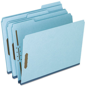 Pendaflex® Heavy-Duty Pressboard Folders with Embossed Fasteners,  2 Fasteners, 1" Expansion, 1/3 Cut, Letter, Blue, 25/Box