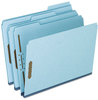 A Picture of product PFX-FP213 Pendaflex® Heavy-Duty Pressboard Folders with Embossed Fasteners,  2 Fasteners, 1" Expansion, 1/3 Cut, Letter, Blue, 25/Box