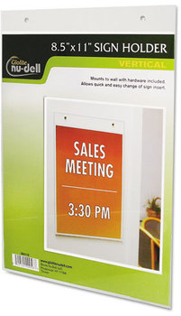 NuDell™ Clear Plastic Sign Holders,  Wall Mount, 8 1/2 x 11