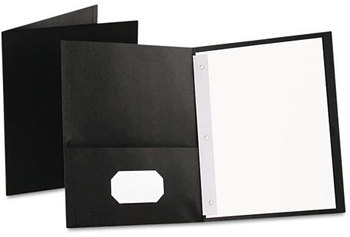 Oxford® Twin-Pocket Folder with Prong Fasteners,  Letter, 1/2" Capacity, Black 25/Box