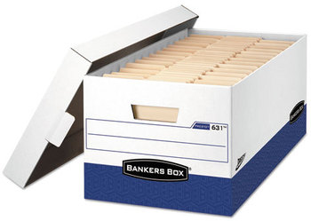 Bankers Box® PRESTO™ Heavy-Duty Storage Boxes Letter Files, 13" x 25.38" 10.5", White/Blue, 12/Carton