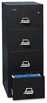 FireKing® Four-Drawer Insulated Vertical File,  17-3/4w x 31-9/16d, UL 350° for Fire, Letter, Black