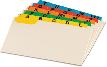 Oxford® Manila Index Card Guides with Laminated Tabs,  Alpha, 1/5 Tab, Manila, 3 x 5, 25/Set