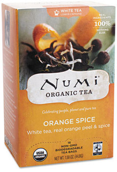 Numi® Organic Tea,  1.58oz, White Orange Spice, 16/Box