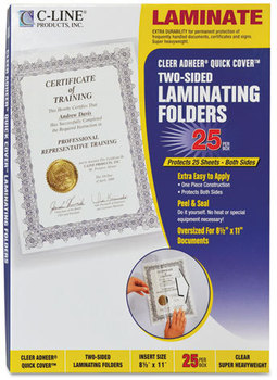 C-Line® Quick Cover™ Laminating Pockets,  12 mil, 9 1/8" x 11 1/2", 25/Pack
