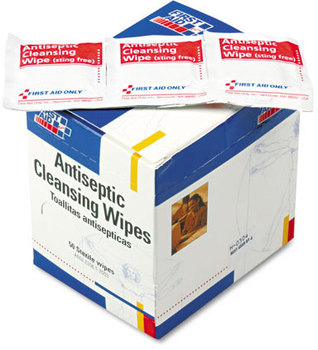 First Aid Only™ Antiseptic Cleansing Wipes,  50/Box