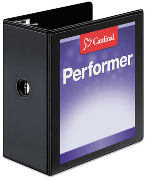 Cardinal® Performer™ ClearVue™ Slant-D® Ring Binder,  5" Cap, 11 x 8 1/2, Black