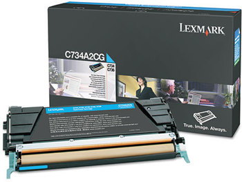 Lexmark™ C734A1YG-C734A2CG Toner,  6000 Page-Yield, Cyan