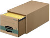 A Picture of product FEL-1231201 Bankers Box® STOR/DRAWER® STEEL PLUS™ Extra Space-Savings Storage Drawers Legal Files, 16.75" x 25.5" 11.5", Kraft/Green, 6/Carton
