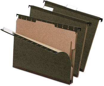 Pendaflex® SureHook® Reinforced Hanging Divider Folders 2" Expansion, 1 4 Fasteners, Letter Size, Green Exterior, 10/Box