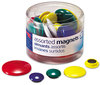 A Picture of product OIC-92500 Officemate Assorted Magnets,  Circles, Assorted Sizes and Colors, 30 per Tub