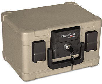 SureSeal By FireKing® 0.15 cu ft/UL 30 Minute Fire and Waterproof Chest,  0.15 ft3, 12-1/5w x 9-4/5d x 7-3/10h, Taupe