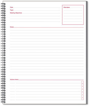 Cambridge® Wirebound Guided Business Notebook,  Linen, Meeting Notes, 8 1/4 x 11, 80 Sheets