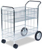 A Picture of product FEL-40912 Fellowes® Wire Mail Cart Metal, 2 Bins, 21.5" x 37.5" 39.5", Chrome