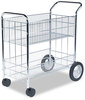 A Picture of product FEL-40912 Fellowes® Wire Mail Cart Metal, 2 Bins, 21.5" x 37.5" 39.5", Chrome
