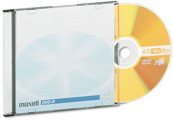 Maxell® DVD-R Recordable Disc,  4.7GB, 16x, w/Jewel Cases, Gold, 10/Pack