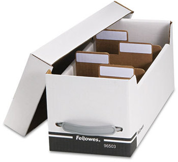 Fellowes® Corrugated Media File Holds 35 Standard Cases, White/Black