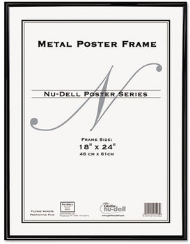NuDell™ Metal Poster Frame,  Plastic Face, 18 x 24, Black
