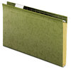 A Picture of product PFX-4153X1 Pendaflex® Extra Capacity Reinforced Hanging File Folders with Box Bottom 1" Legal Size, 1/5-Cut Tabs, Green, 25/Box