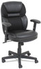 A Picture of product OIF-FL4213 OIF Leather/Mesh Mid-Back Chair,  Height-Adjustable T-Bar Arms, Black