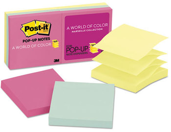 Post-it® Pop-up Notes Original Pop-up Refills,  3 x 3, Marseille, 100/Pad, 6 Pads/Pack