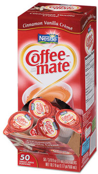 Coffee-mate® Liquid Coffee Creamer,  Cinnamon Vanilla, 0.375 oz Mini Cups, 50/Bx, 4 Box/Carton